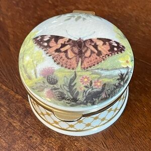 Falcon China Butterfly Porcelain Trinket Box by
